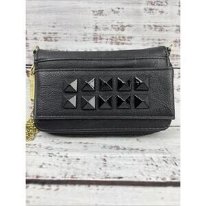 STEVE‎ MADDEN WRISTLET CELL PHONE CASE WALLET CLUTCH Purse BLACK W/ BLING Studs